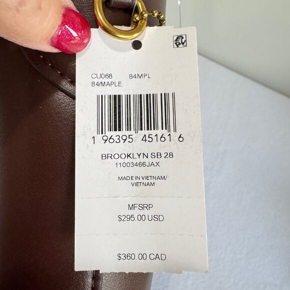 NWT! COACH Brooklyn 28 Shoulder Bag in Maple - Picture 7 of 16